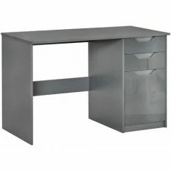 HOMCOM Computer Desk W/ Drawers Modern Writing Workstation For Home Office Grey