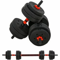 HOMCOM 25kg Adjustable 2 IN 1 Barbell Dumbbells Weight Set For Body Fitness