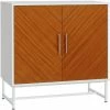 HOMCOM Freestanding Kitchen Storage Cabinet, Floor Cupboard With Metal Base