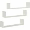 HOMCOM Set Of 3 Wooden Floating Shelves Wall Mount CD DVD Storage Display White