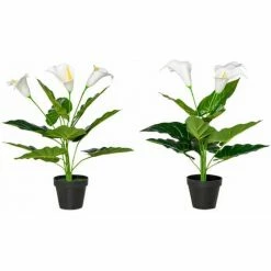 HOMCOM Artificial Set Of 2 Calla Lily Flower Faux Plant For Indoor Décor