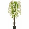 HOMCOM Artificial Realistic White Wisteria Tree Faux Plant For Indoor Décor