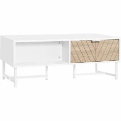 HOMCOM Modern Coffee Table For Living Room Center Table W/ Drawer Compartment
