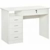 HOMCOM Computer Desk Writing Desk With Five Drawers For Home Office White