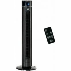 HOMCOM Tower Fan Anion Cooling Bedroom W/ Oscillating, Remote Controller, Black