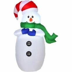HOMCOM 4ft Inflatable Christmas Snowman Decoration LED Lights For Lawn Garden