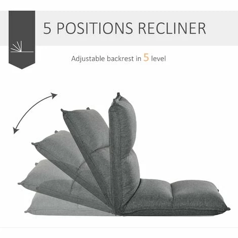 HOMCOM Foldable Padded Sofa with Adjustable Backrest Thick Seat Cushion Lounge