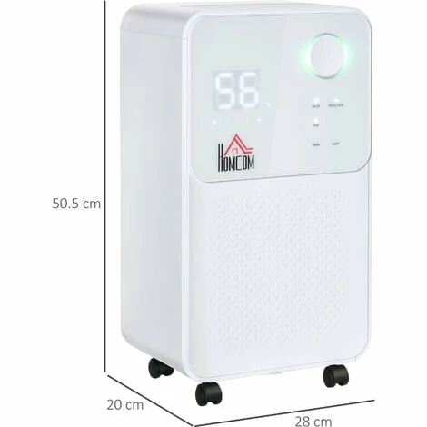 HOMCOM 2L Portable Quiet Dehumidifier, 12L/Day Electric Air De-Humidifier