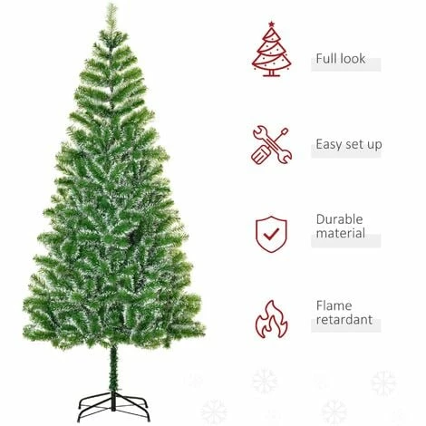 HOMCOM 7ft Home Decoration Artificial Christmas Tree Xmas Gift Metal Stand