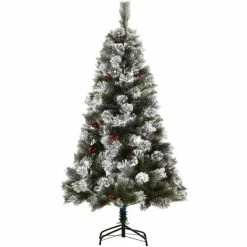 HOMCOM 5ft Christmas Xmas Tree Pine Look And Metal Stand Snow Gift 184 Tips
