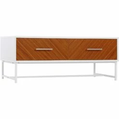 HOMCOM Coffee Table Sofaside Table With Drawers And Open Shelf For Living Room
