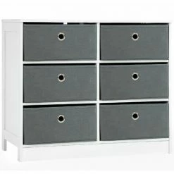 HOMCOM Chests Of Drawer Fabric Dresser Storage Cabinet W/ 6 Drawers For Bedroom