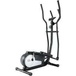 HOMCOM Elliptical Cross Trainer W/ Adjustable Resistance, LCD Monitor, Wheels