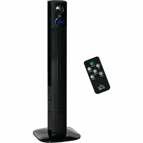HOMCOM Aroma Tower Fan Cooling for Bedroom w/ Oscillating, Tinmer, Black