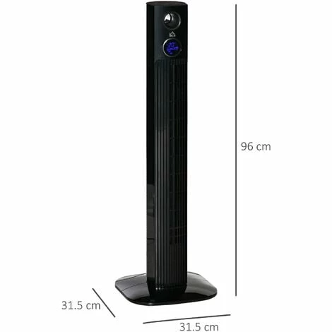 HOMCOM Aroma Tower Fan Cooling for Bedroom w/ Oscillating, Tinmer, Black