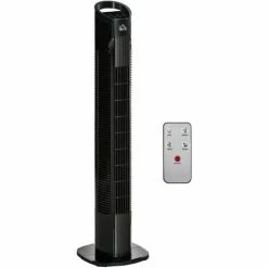 HOMCOM LED Tower Fan With 70° Oscillation 3 Speed 3 Mode LED Panel Remote Black