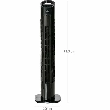 HOMCOM LED Tower Fan with 70° Oscillation 3 Speed 3 Mode LED Panel Remote Black