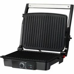 HOMCOM Health Grill & Panini Press 2000W Non-Stick W/ 180° Flat Open Drip Tray