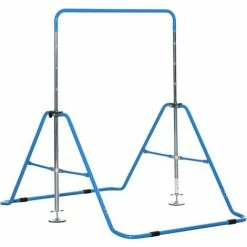 HOMCOM Kids Gymnastics Bar W/ Adjustable Height, Foldable Training Bar - Blue
