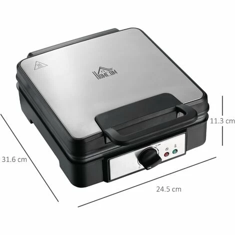 HOMCOM 4 Slice Waffle Maker w/ Deep Cooking Plate Adjustable Temperature1200W