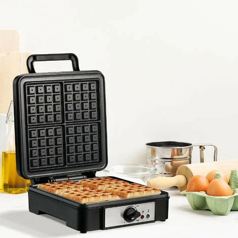 HOMCOM 4 Slice Waffle Maker w/ Deep Cooking Plate Adjustable Temperature1200W