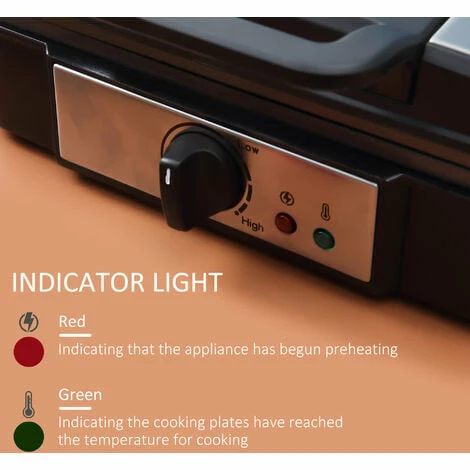 HOMCOM 4 Slice Waffle Maker w/ Deep Cooking Plate Adjustable Temperature1200W