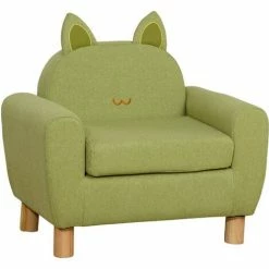 HOMCOM Kids Sofa Toddler Chair Children Armchair Ear Modeling For Bedroom Green