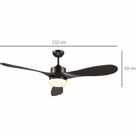 HOMCOM Reversible Ceiling Fan w/ Light, White LED lighting Fan for Bedroom
