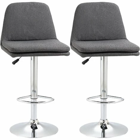 HOMCOM Morden Adjustable Swivel Bar Stools Set of 2, with Backrest, Grey