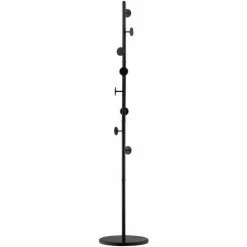 HOMCOM Steel Coat Stand Rack Marble Base 8 Hook For Living Room Entryway,Black