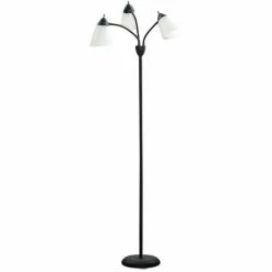 HOMCOM Tree Floor Lamp With 3 Adjustable Light, Industrial Standing Lamp, Black
