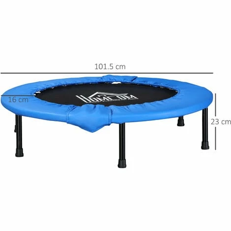 HOMCOM Φ40" Foldable Mini Fitness Trampoline Exercise Rebounder Jumper, Blue