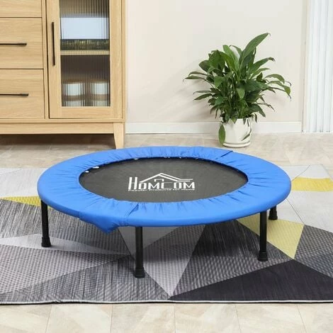 HOMCOM Φ40" Foldable Mini Fitness Trampoline Exercise Rebounder Jumper, Blue
