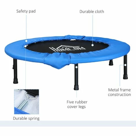HOMCOM Φ40" Foldable Mini Fitness Trampoline Exercise Rebounder Jumper, Blue