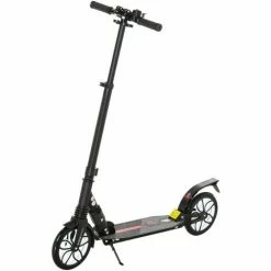 HOMCOM Folding Kick Scooter Hight-Adjustable W/ Rear Brake & Double Shock Black