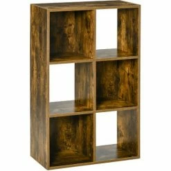 HOMCOM Industrial Style Storage Shelf, Bookcase, Bookshelf, Rustic Brown