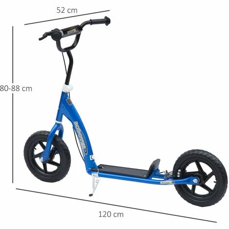 HOMCOM Push Scooter Teen Kids Stunt Bike Ride On with 12" EVA Tyres, Blue
