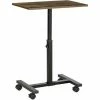 HOMCOM Mobile Laptop Table, End Table With Wheels Height Adjustable, Brown