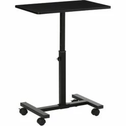HOMCOM Mobile Laptop Table, End Table With Wheels Height Adjustable, Black