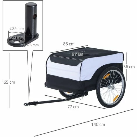 HOMCOM PAWHUT Folding Bicycle Cargo Trailer Shop Luggage Storage Utility Hitch Cover