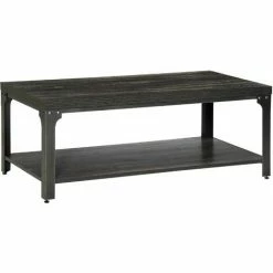 HOMCOM Rustic Coffee Table, 2-Tier Centre Table W/ Storage And Steel Frame
