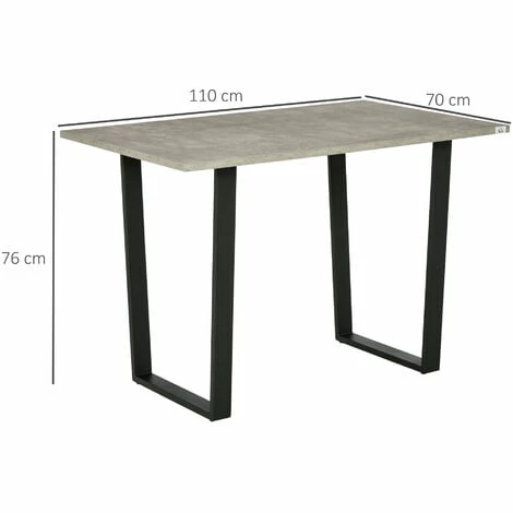 HOMCOM Rectangular Dining Table with Adjustable Steel Base for 4 People Grey