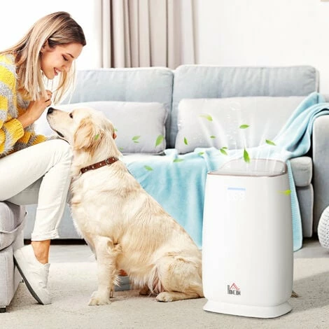 HOMCOM Air Purifiers for Bedroom with 3-Stage Filtration System, Air Monitor