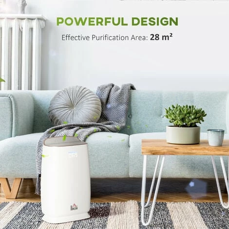 HOMCOM Air Purifiers for Bedroom with 3-Stage Filtration System, Air Monitor