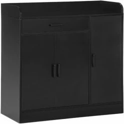 HOMCOM Modern Sideboard With Storage Cabinet, Floor Cupboard With Drawer Black