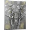 HOMCOM Hand-Painted Canvas Wall Art Elephant For Living Room Bedroom, 100x80cm