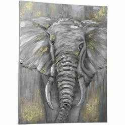 HOMCOM Hand-Painted Canvas Wall Art Elephant For Living Room Bedroom, 100x80cm