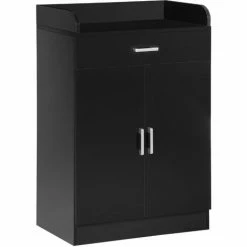 HOMCOM Modern Storage Cabinet, Small Floor Cupboard With Drawer Shelf Black