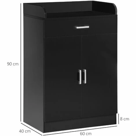 HOMCOM Modern Storage Cabinet, Small Floor Cupboard with Drawer Shelf Black