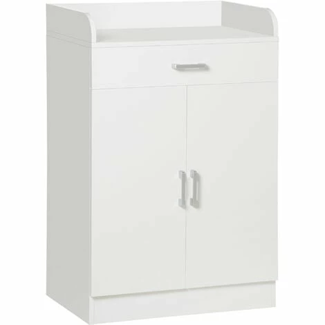 HOMCOM Modern Storage Cabinet, Small Floor Cupboard with Drawer Shelf White